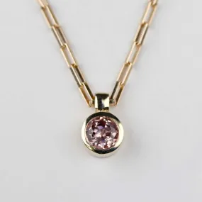 . 4mm Lab-grown Padparadscha Sapphire Round Bezel-set Pendant