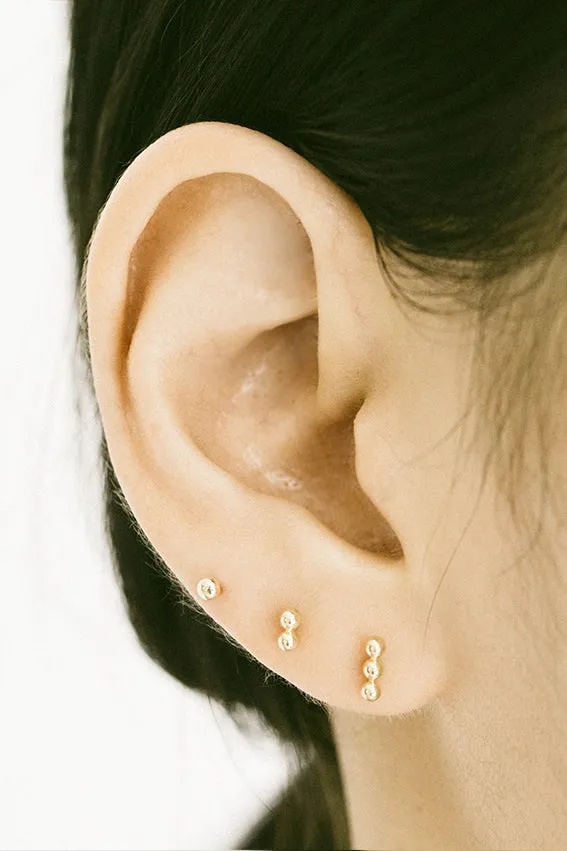 14k Gold Minimalist Double Ball Cartilage Tragus Helix Lobe Internally Threaded Flat Back Earring Labret