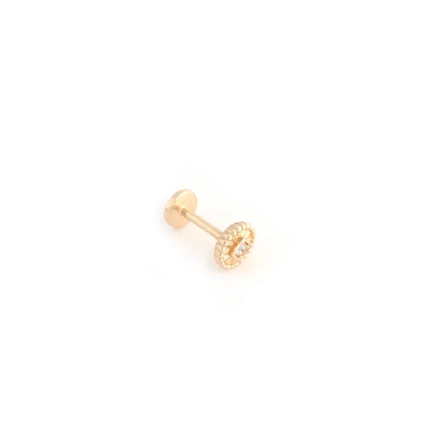 14K Solid Gold Disc Internally Threaded Flat Back Earring Labret Stud