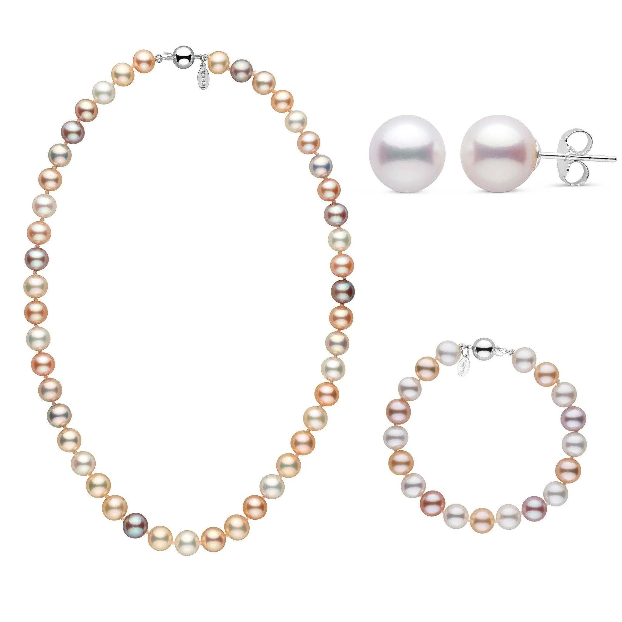 18 Inch 3 Piece 8.5-9.0 mm Freshadama Multicolor Freshwater Pearl Set