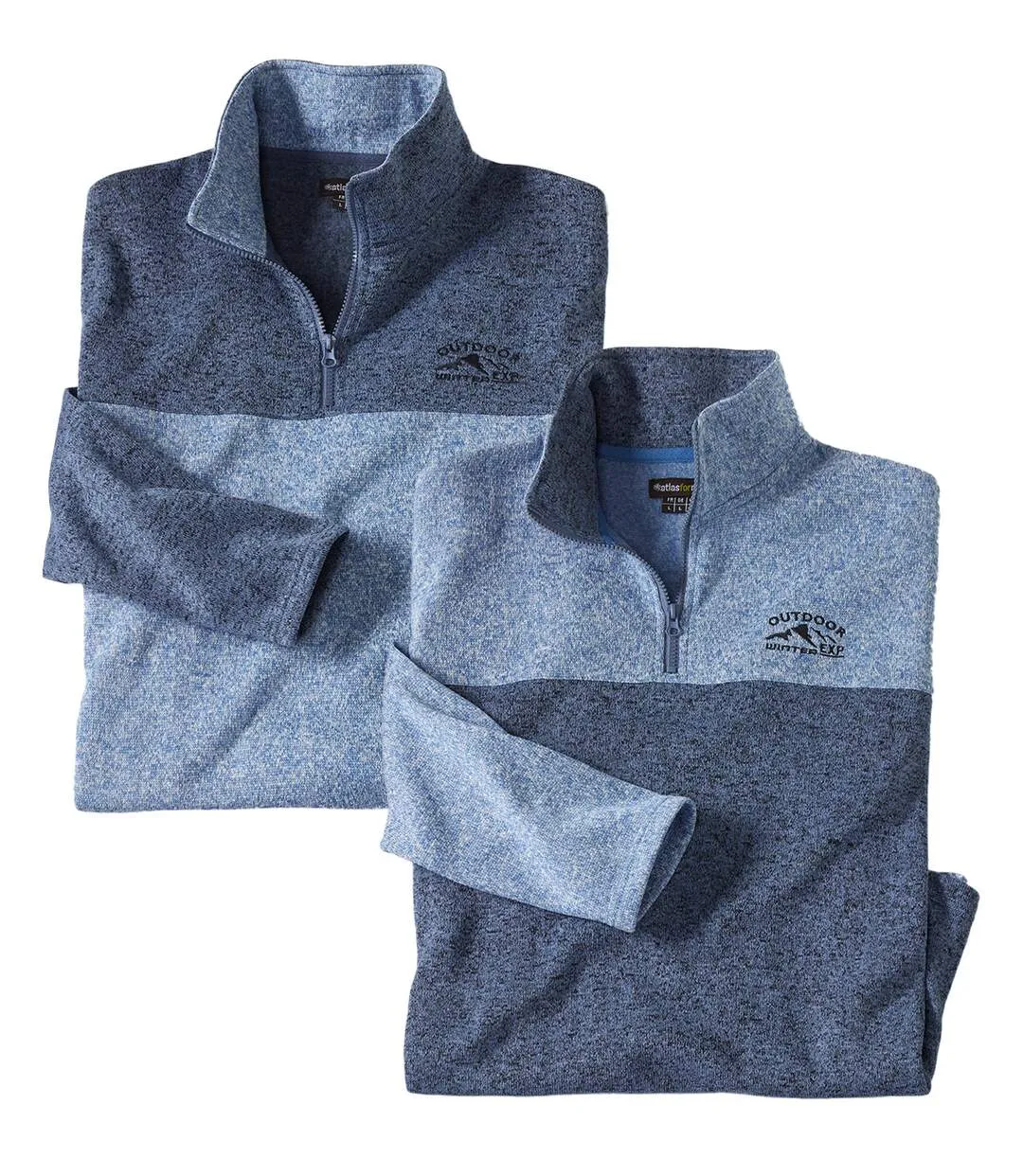 2-Pack Men's Blue Brushed Fleece Sweaters