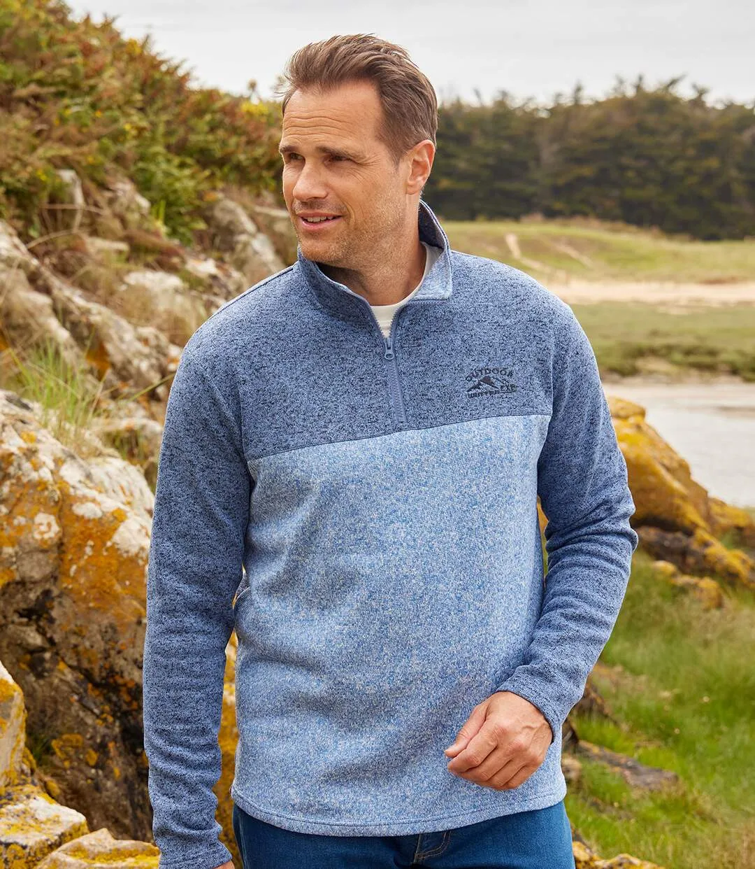 2-Pack Men's Blue Brushed Fleece Sweaters