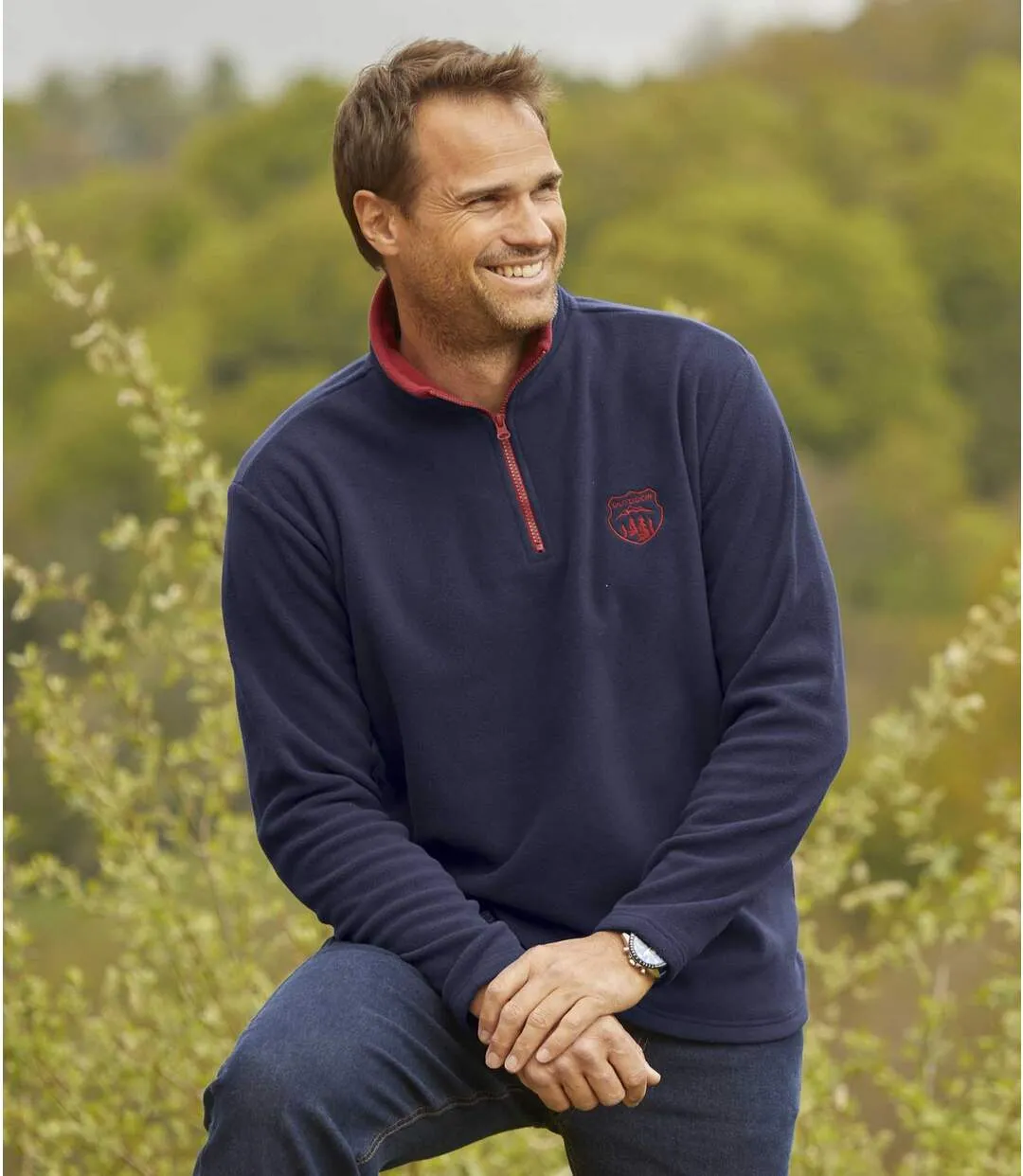 2 Pack Men's Navy Burgundy Half Zip Microfleece Sweaters