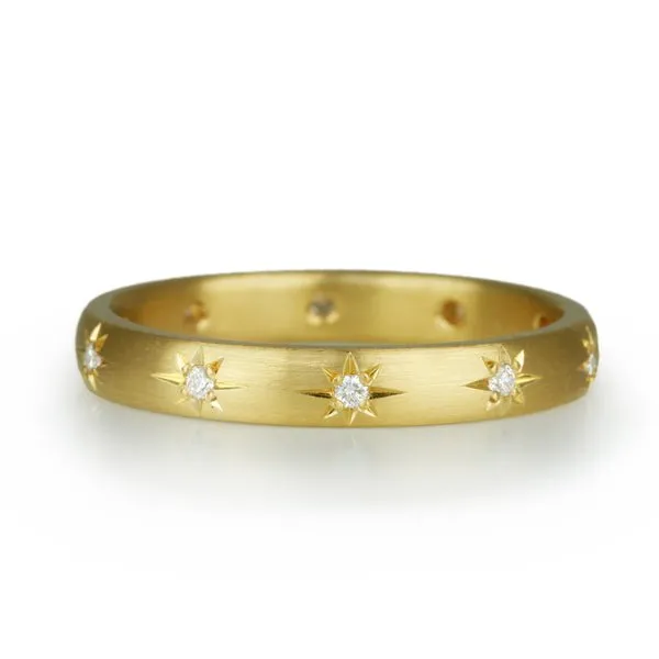 20K Gold and Star-Set Diamond 3.5mm Ring