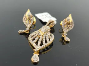 22K Solid Gold Designer Zircon Pendant Set P6342