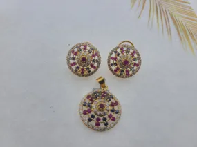 22K Solid Gold Zircon Pendant Set P5494