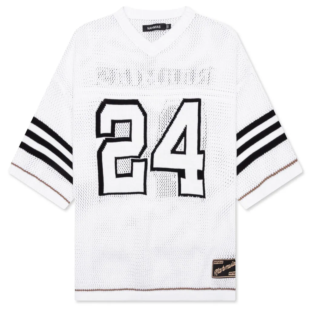 24 White Football Shirt Knitted