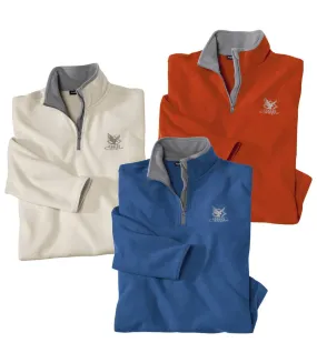 3-Pack Men's Microfleece Half Zip Jumpers