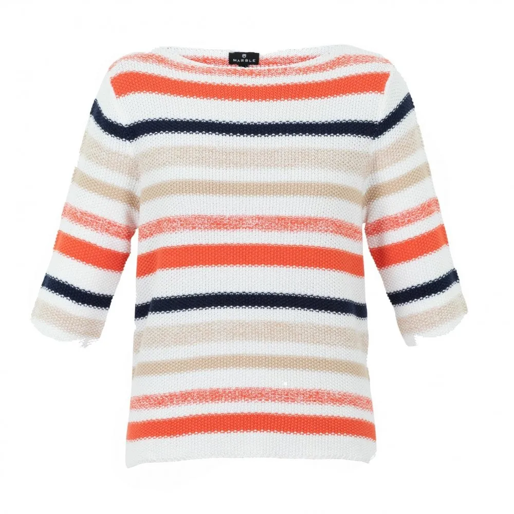 Orange/Navy Marble Striped Knit