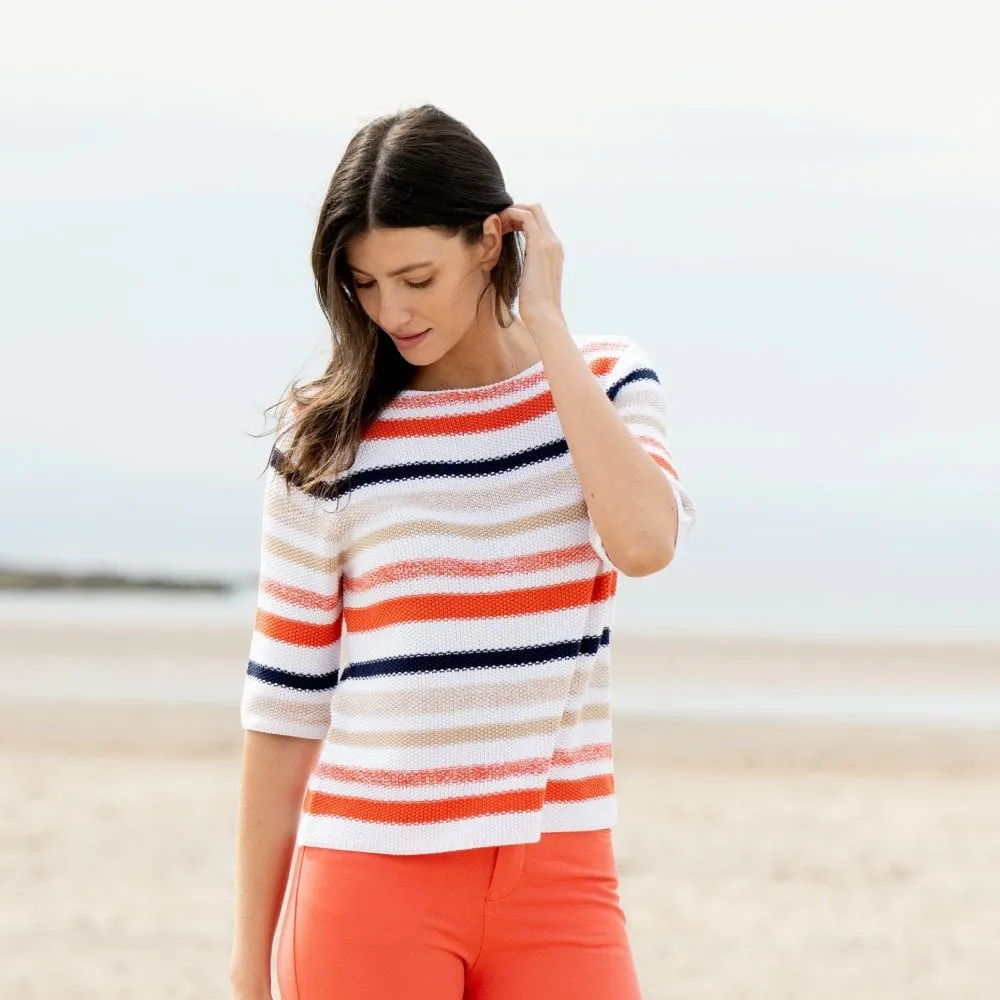 Orange/Navy Marble Striped Knit