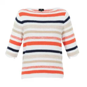 Orange/Navy Marble Striped Knit