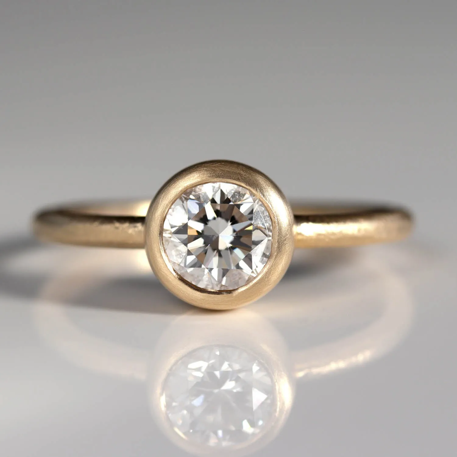 6mm Bezel-set Rustic Solitaire Engagement Ring