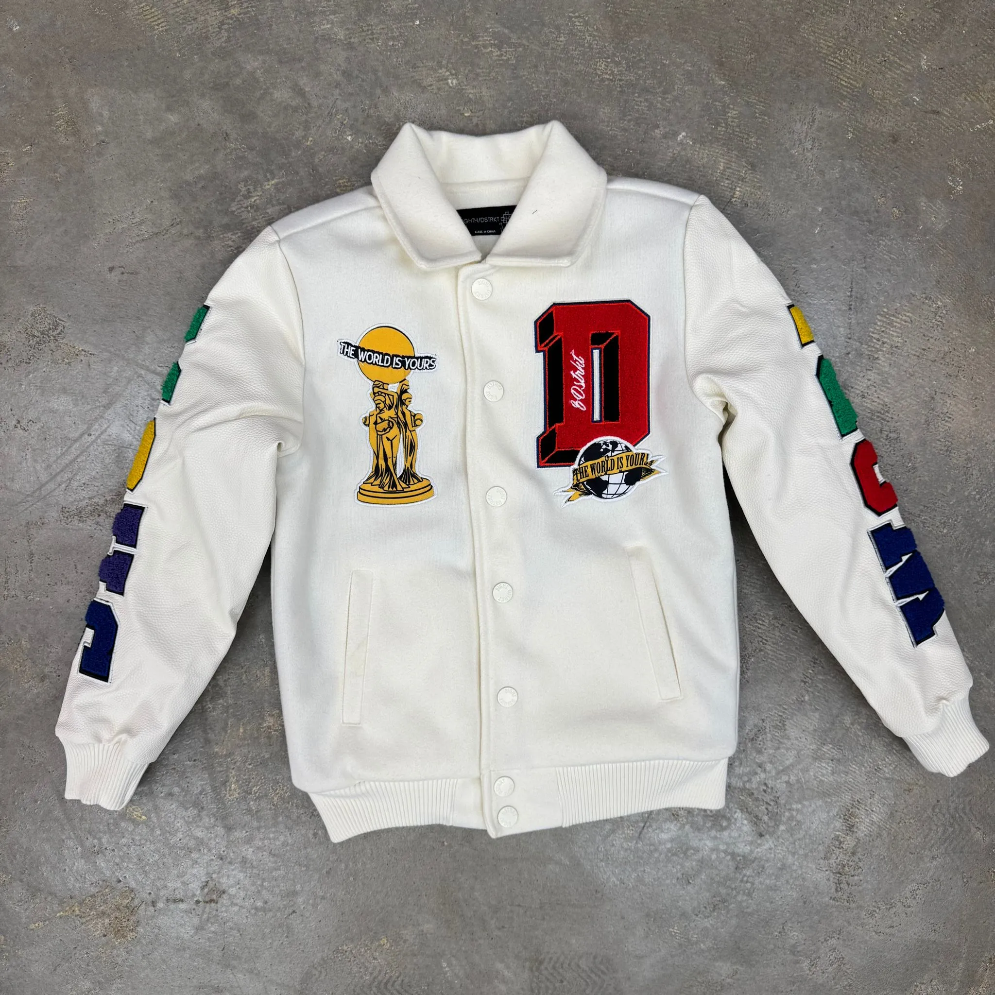 8ight Dstrkt The World Is Yours Natural  Boy's Varsity Jacket