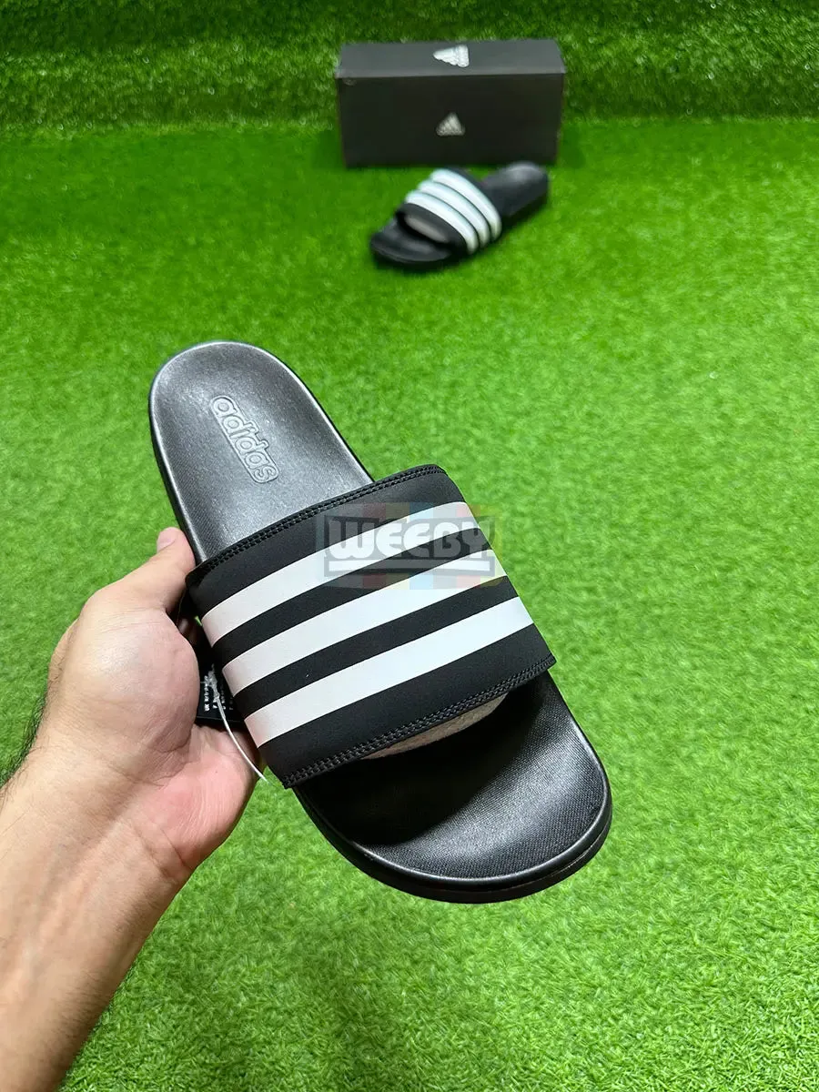 Adidas Stripes Slides (Blk/W) (Extra Soft)