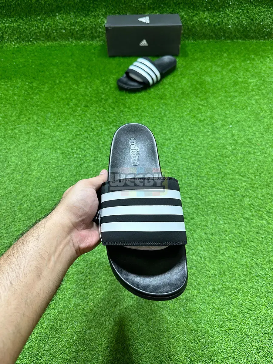 Adidas Stripes Slides (Blk/W) (Extra Soft)