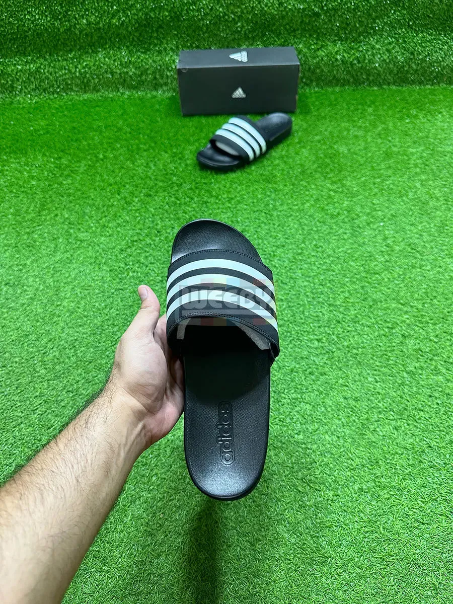 Adidas Stripes Slides (Blk/W) (Extra Soft)