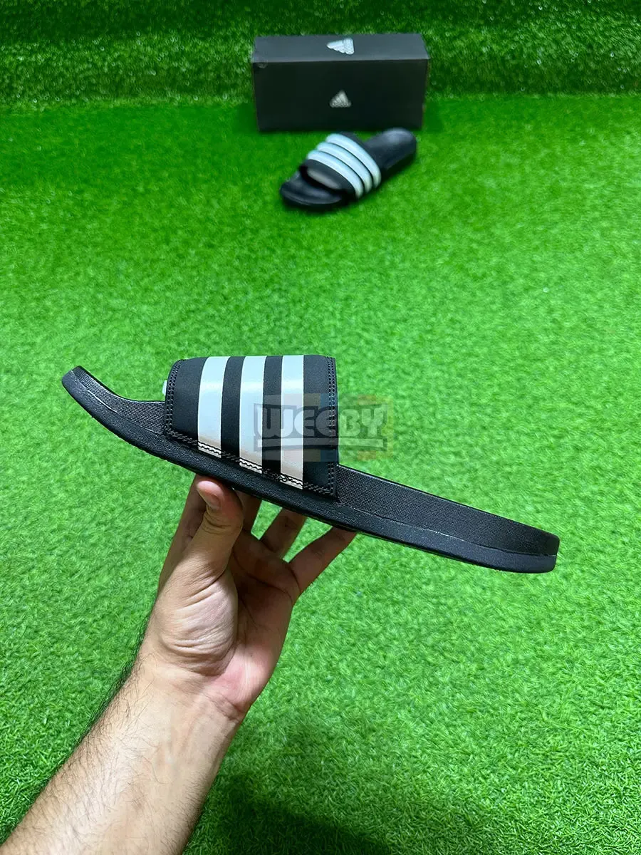 Adidas Stripes Slides (Blk/W) (Extra Soft)