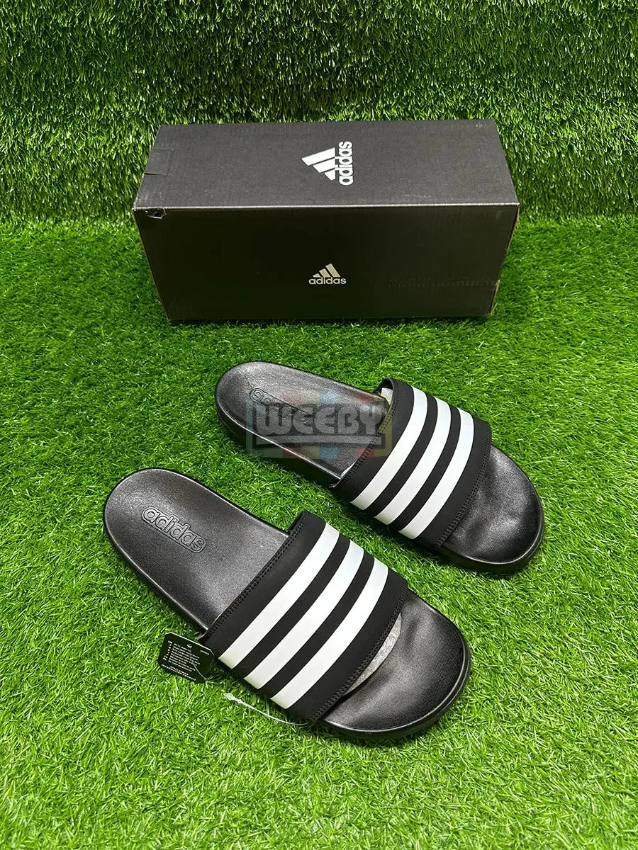 Adidas Stripes Slides (Blk/W) (Extra Soft)