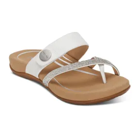 Aetrex Women's White Sparkle Slide Sandal with Adjustable Straps - Izzy - is a more SEO friendly version.