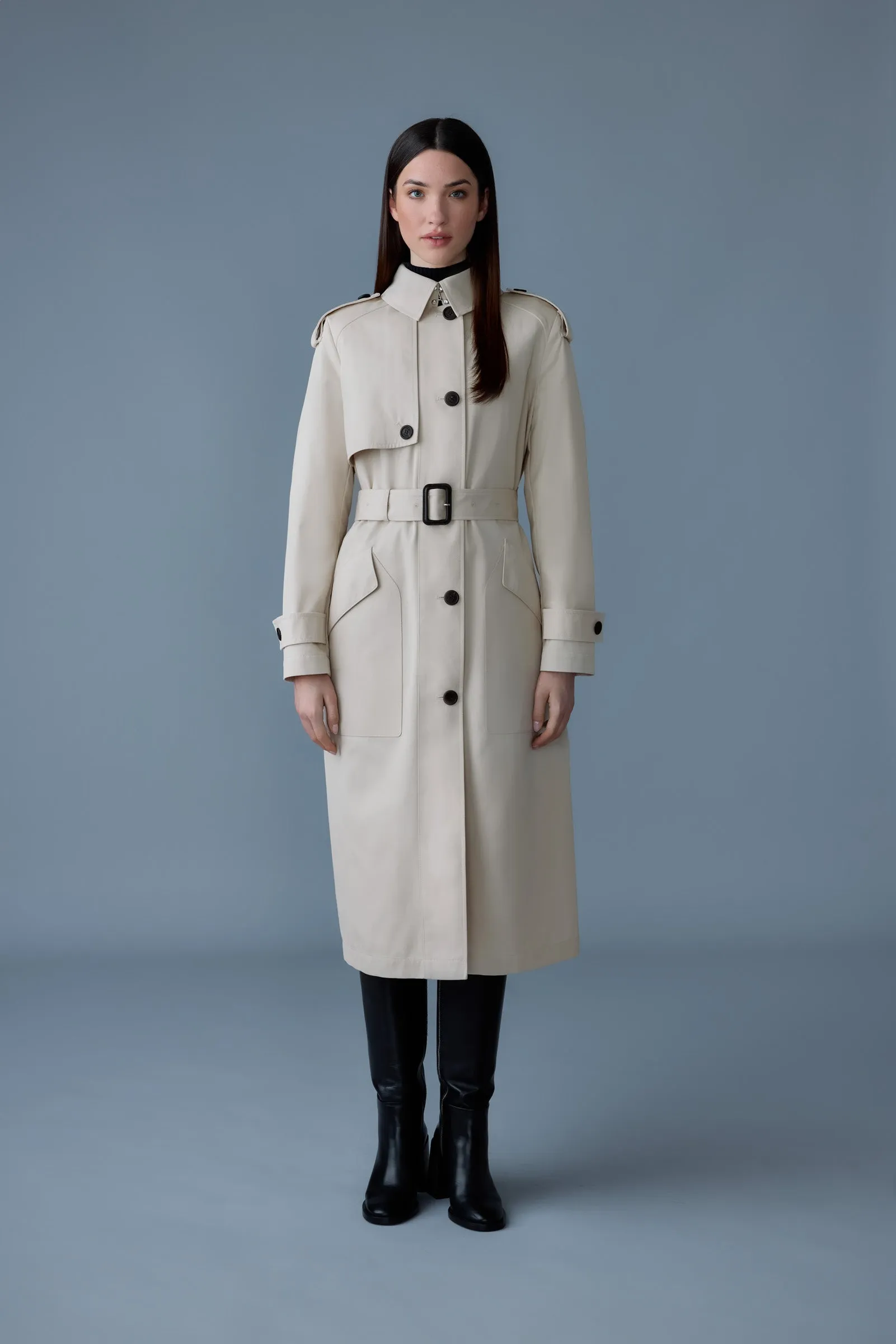 AKILI Single-breasted trench coat with belt