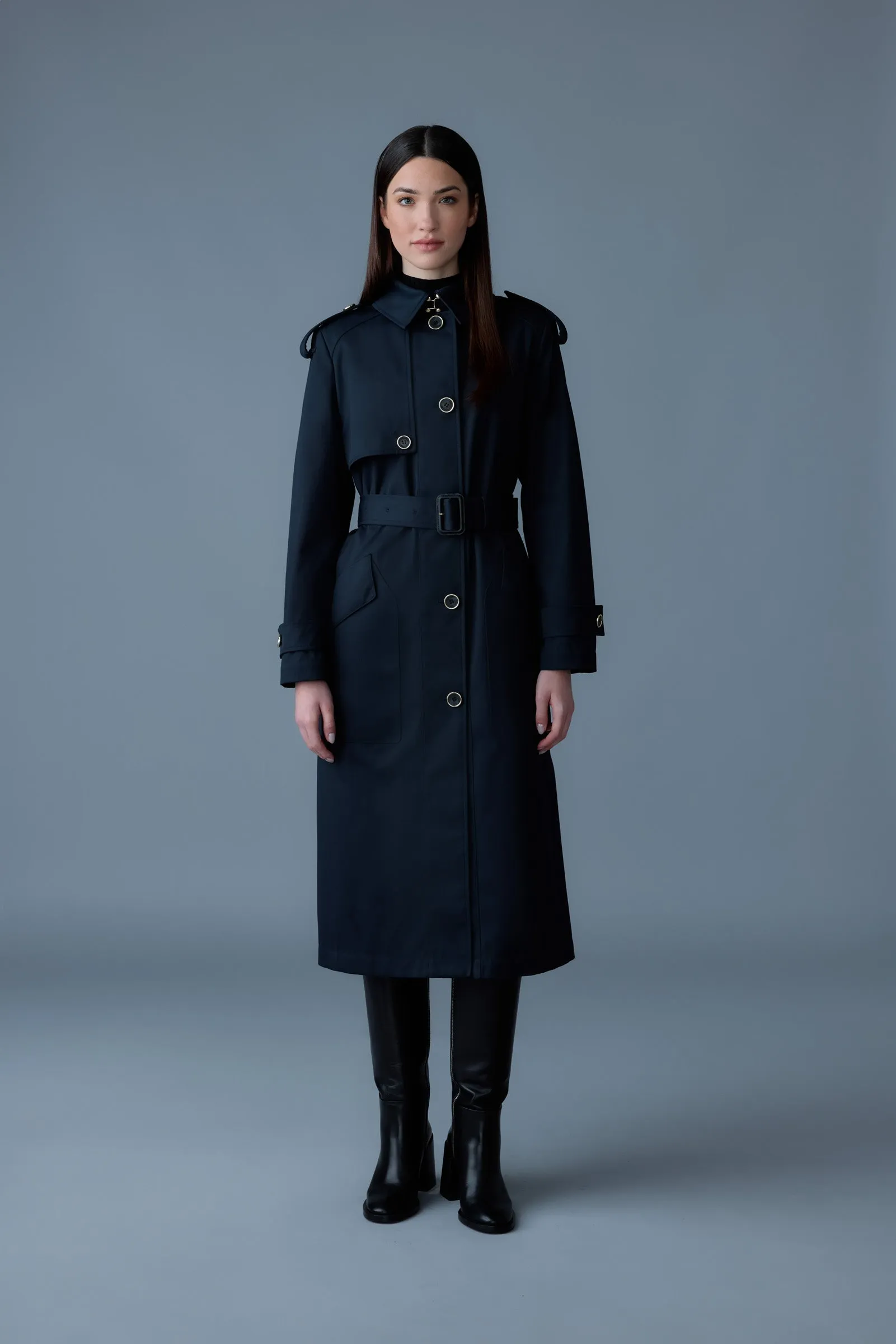 AKILI Single-breasted trench coat with belt