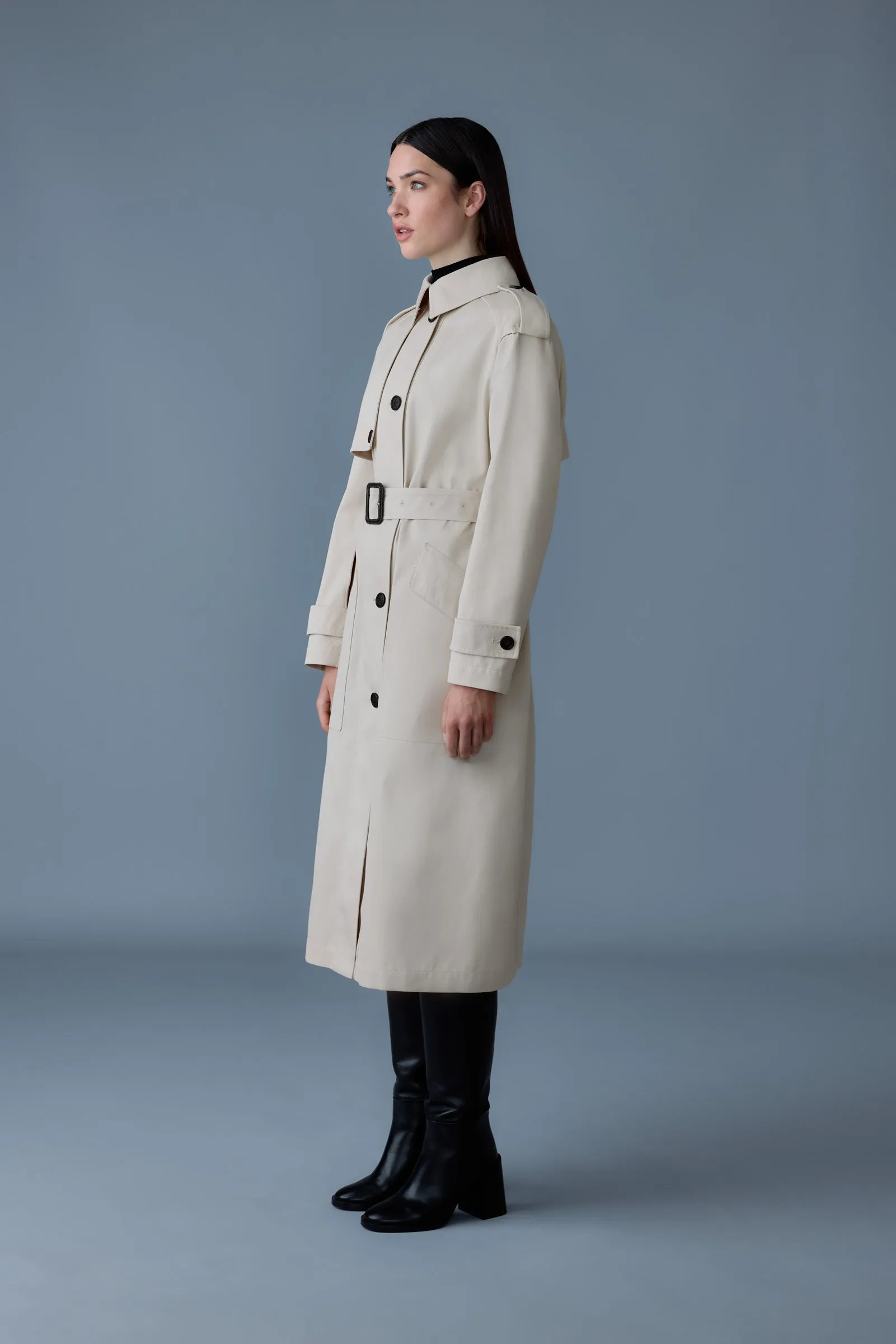 AKILI Single-breasted trench coat with belt