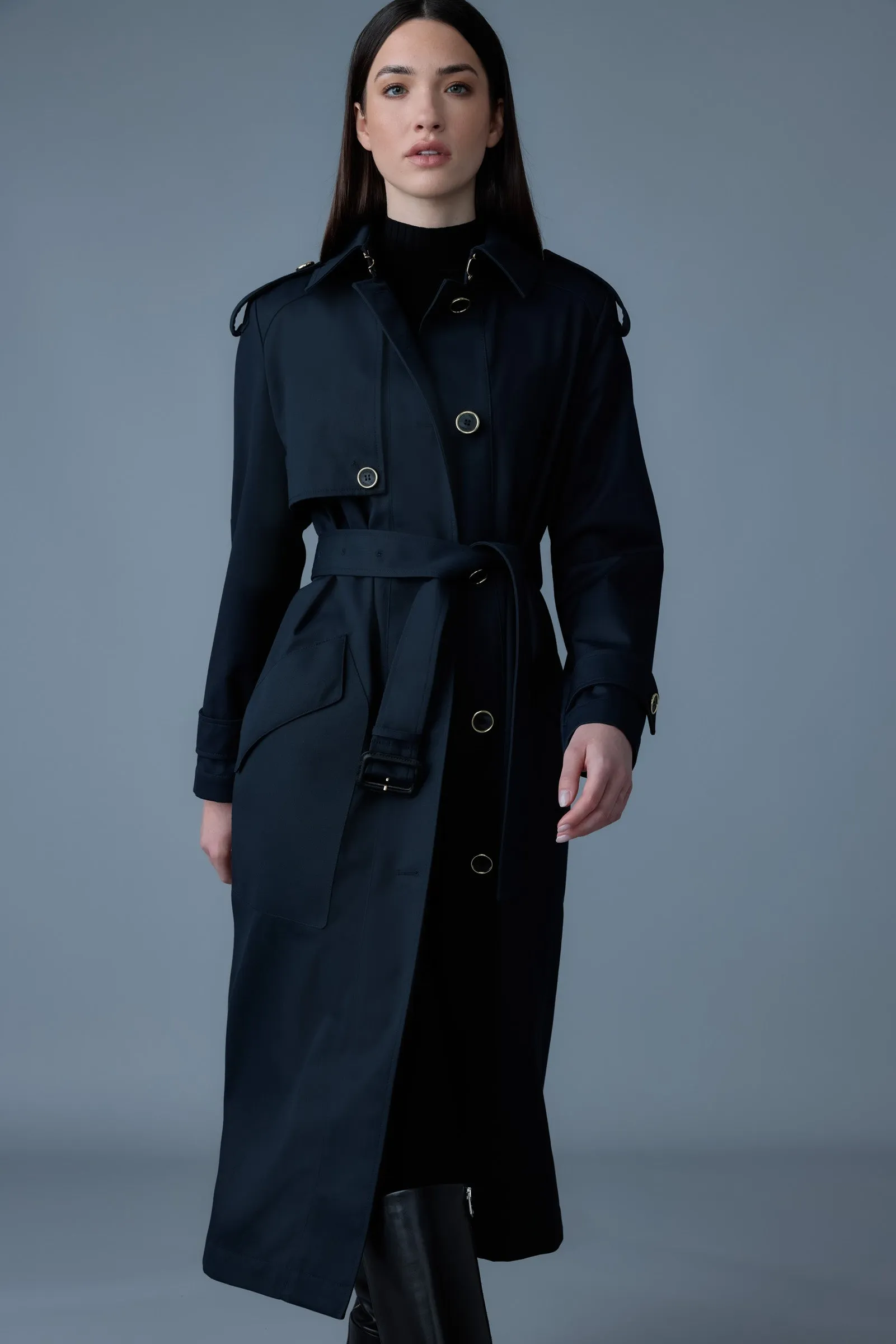 AKILI Single-breasted trench coat with belt