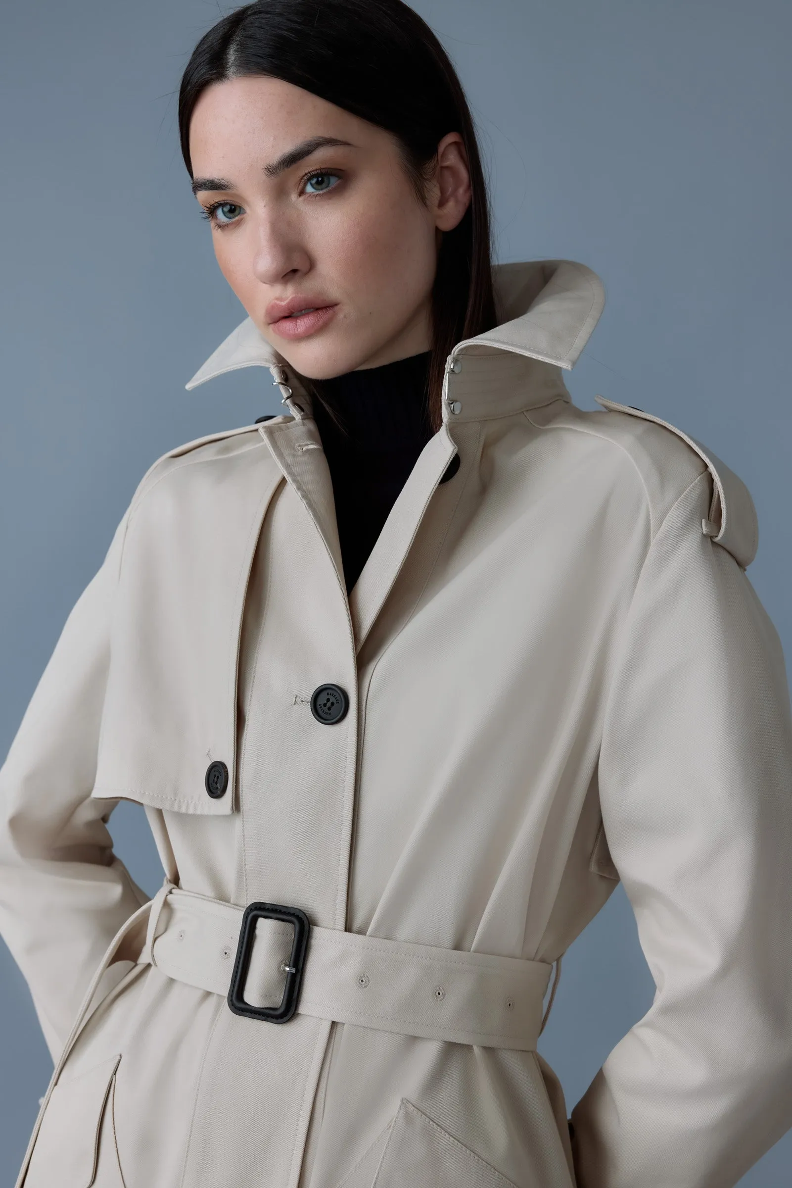 AKILI Single-breasted trench coat with belt