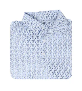 White Albatross Polo Shirt with All-Over Golf Pattern