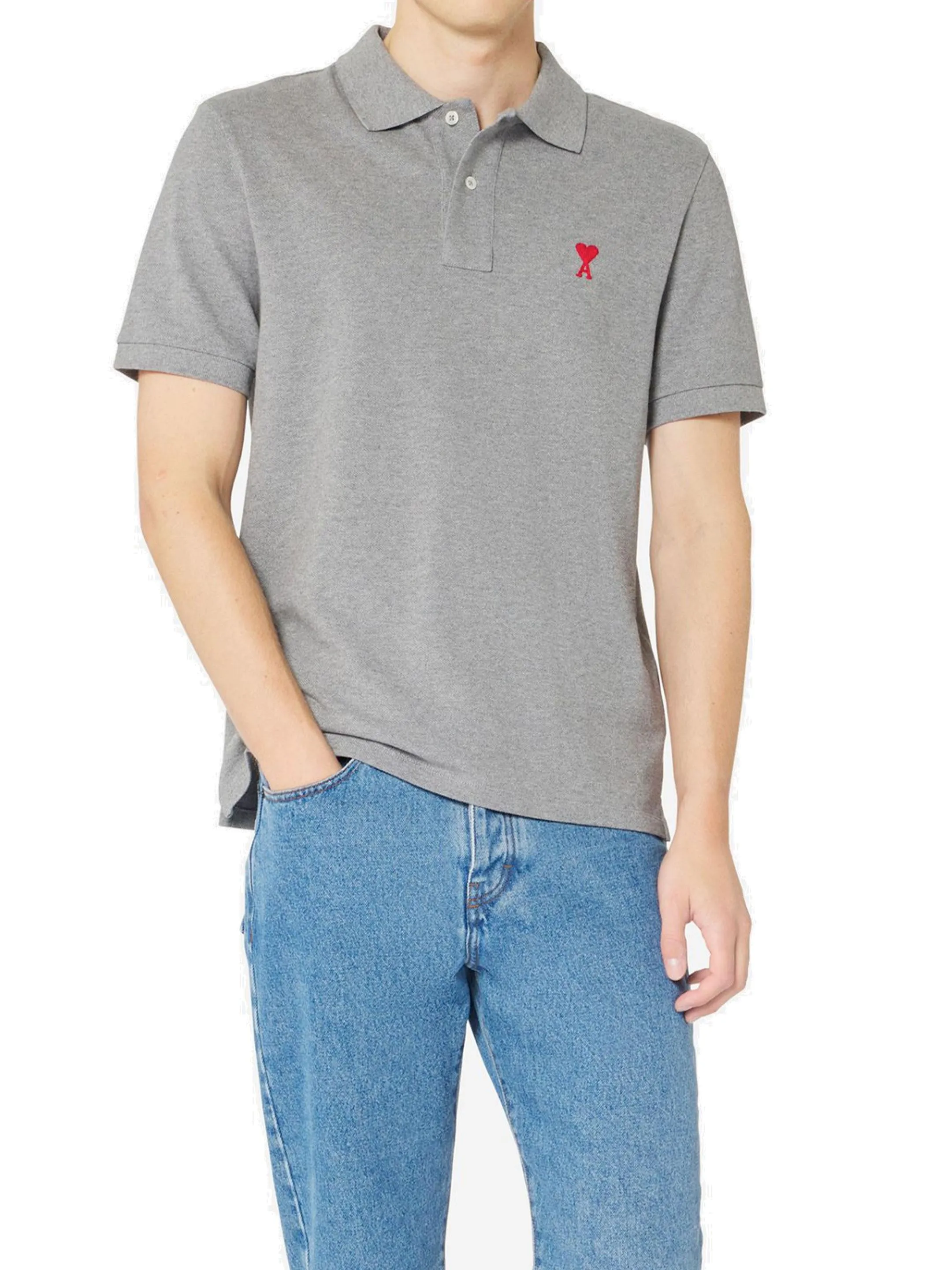 Logo Embroidered Polo Shirt from AMI