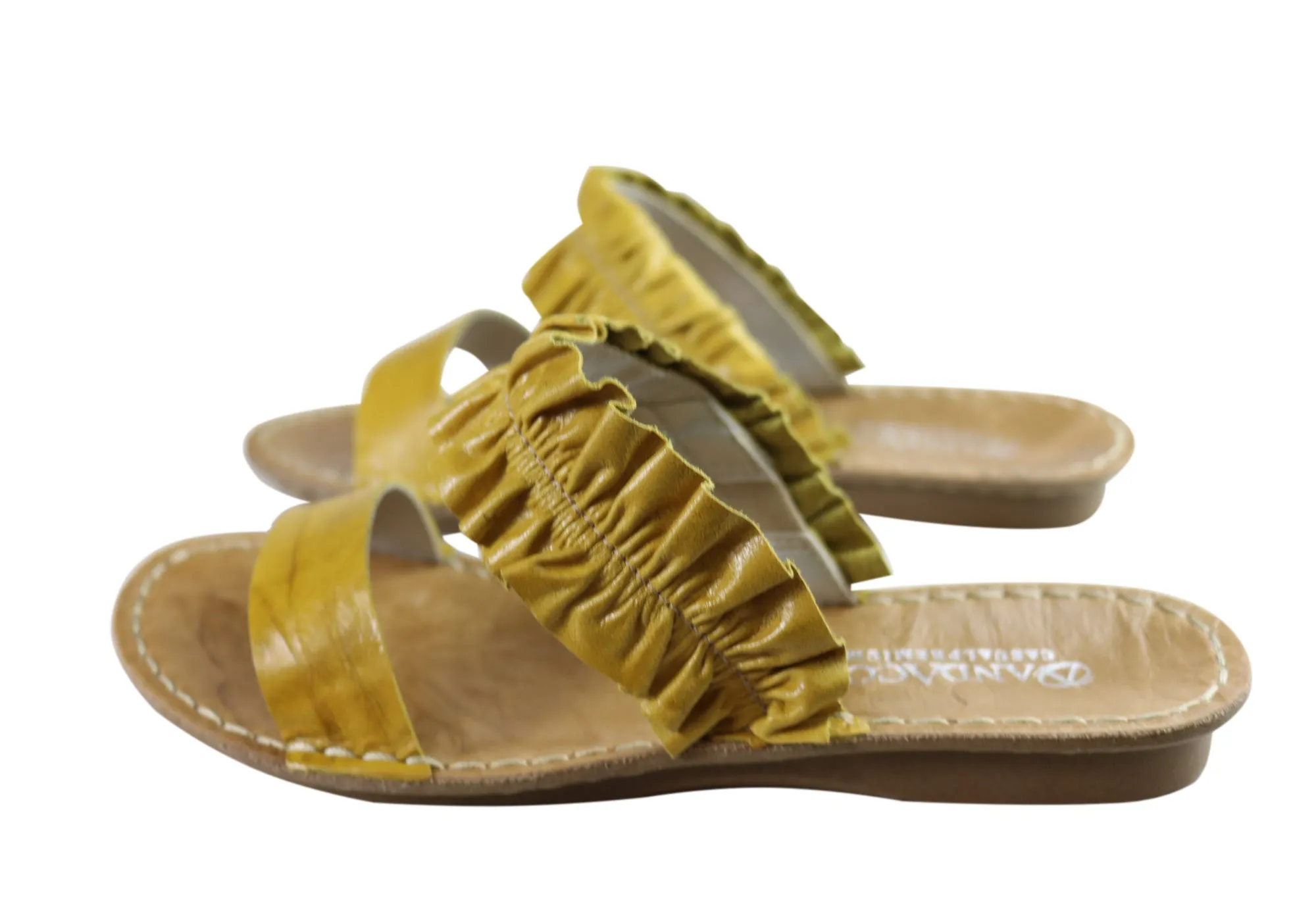 Andacco Haze Womens Brazilian Comfortable Leather Slides Sandals