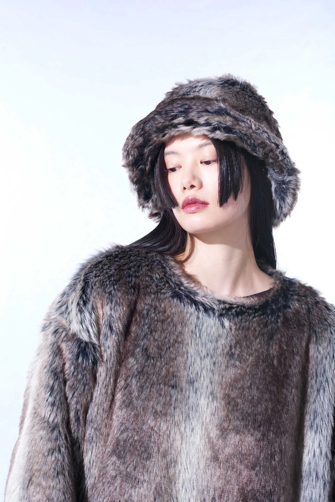 ANIMAL PATTERN ECO FUR BUCKET HAT