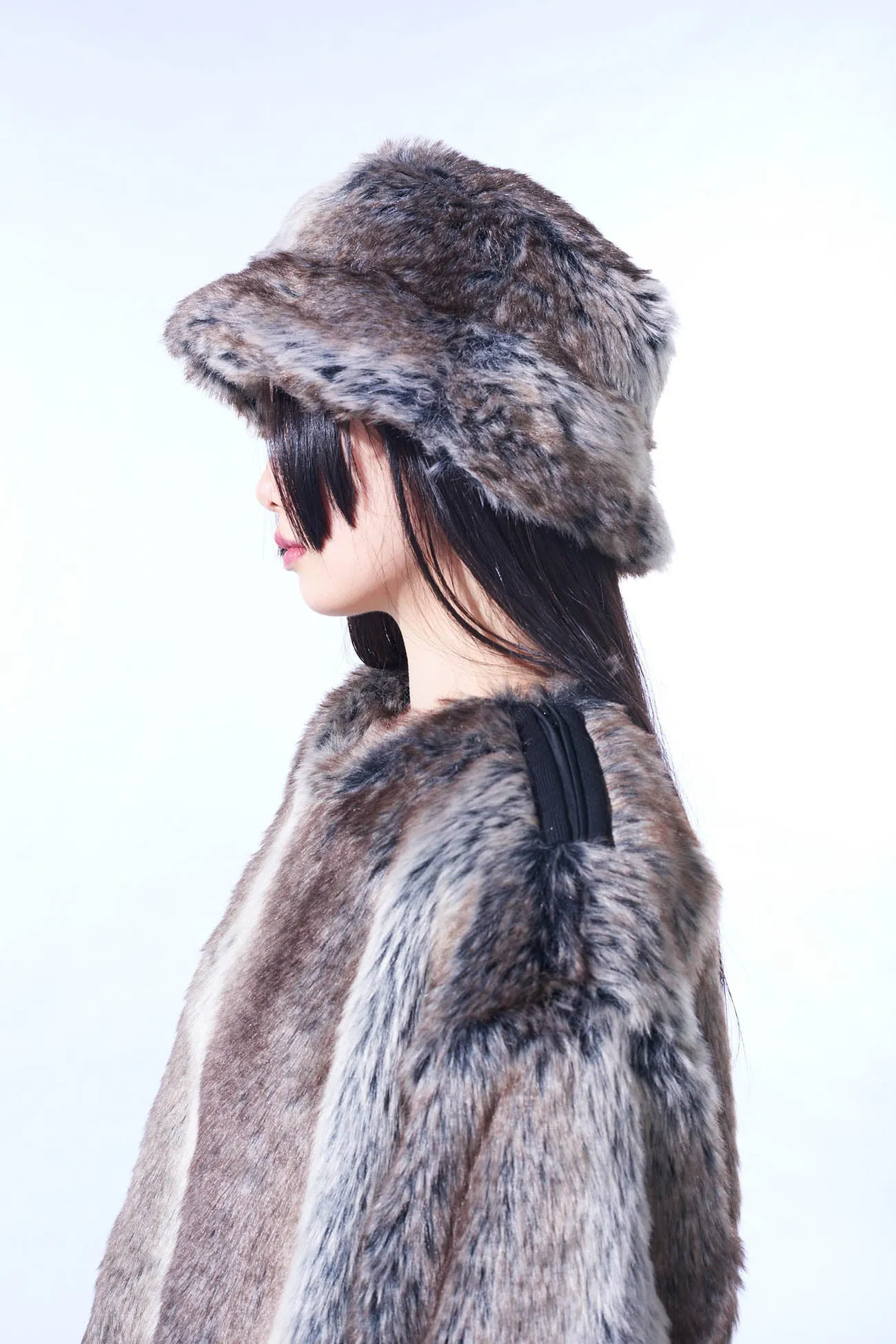 ANIMAL PATTERN ECO FUR BUCKET HAT