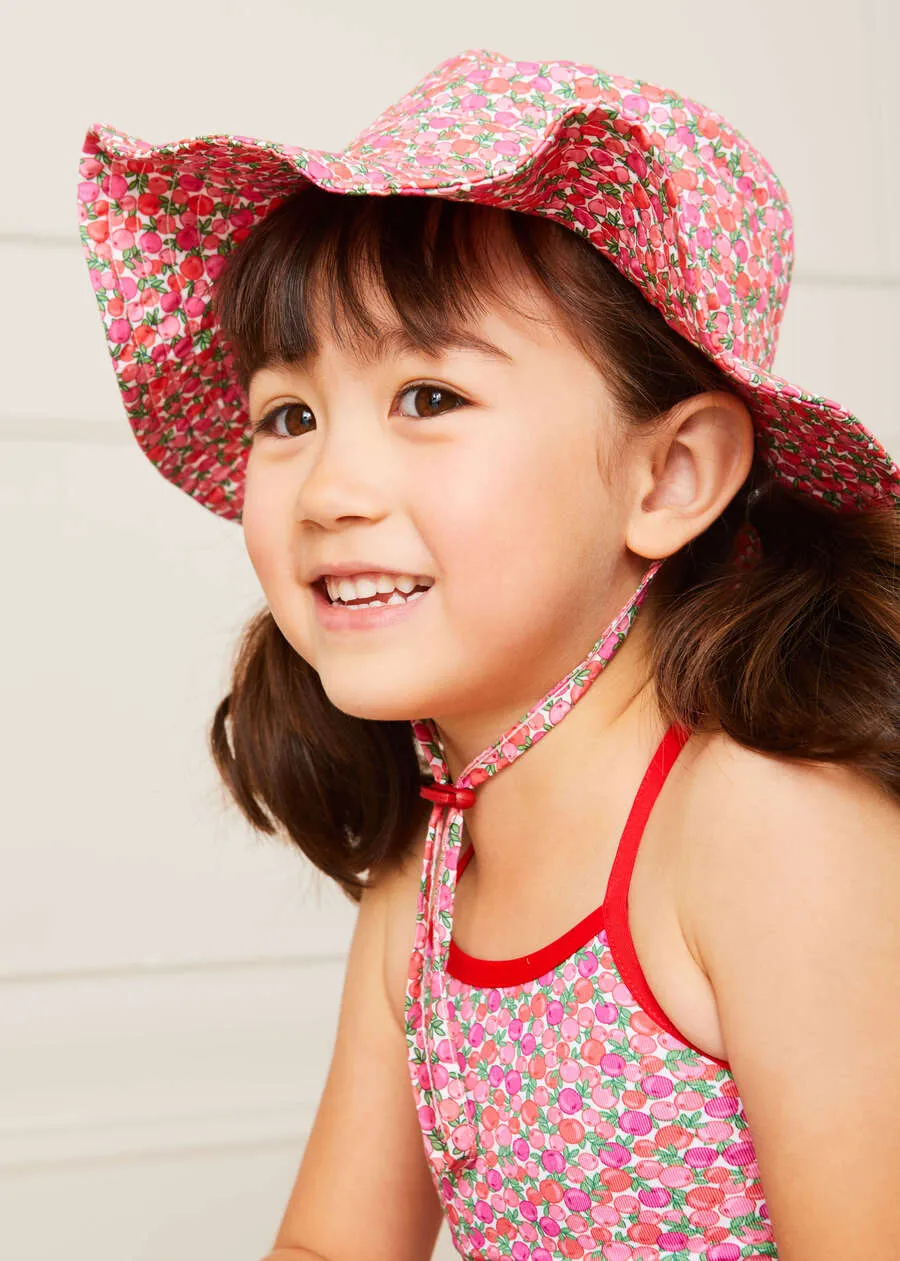 Pink Floral Print Beach Hat for Kids (1-8 Years)