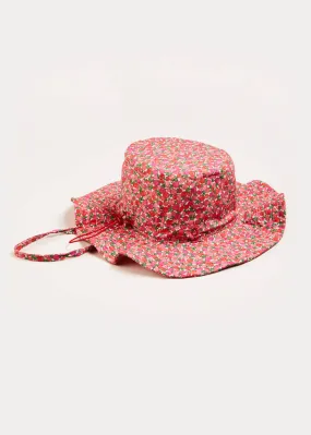 Pink Floral Print Beach Hat for Kids (1-8 Years)