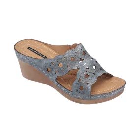 April Pewter Wedge Sandals