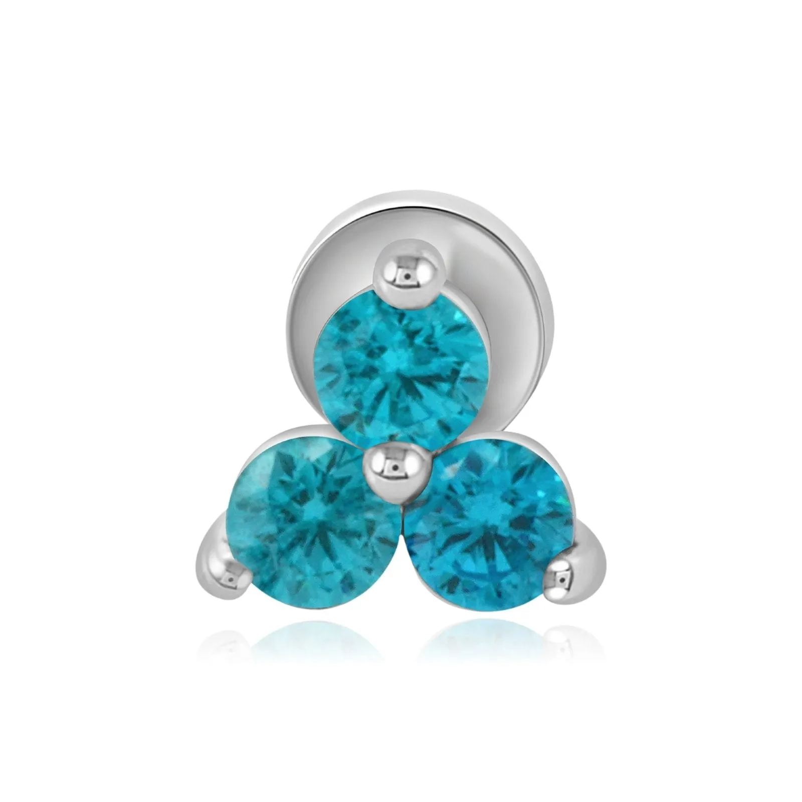 Flat Back Aquamarine Earring with Trinity Cluster