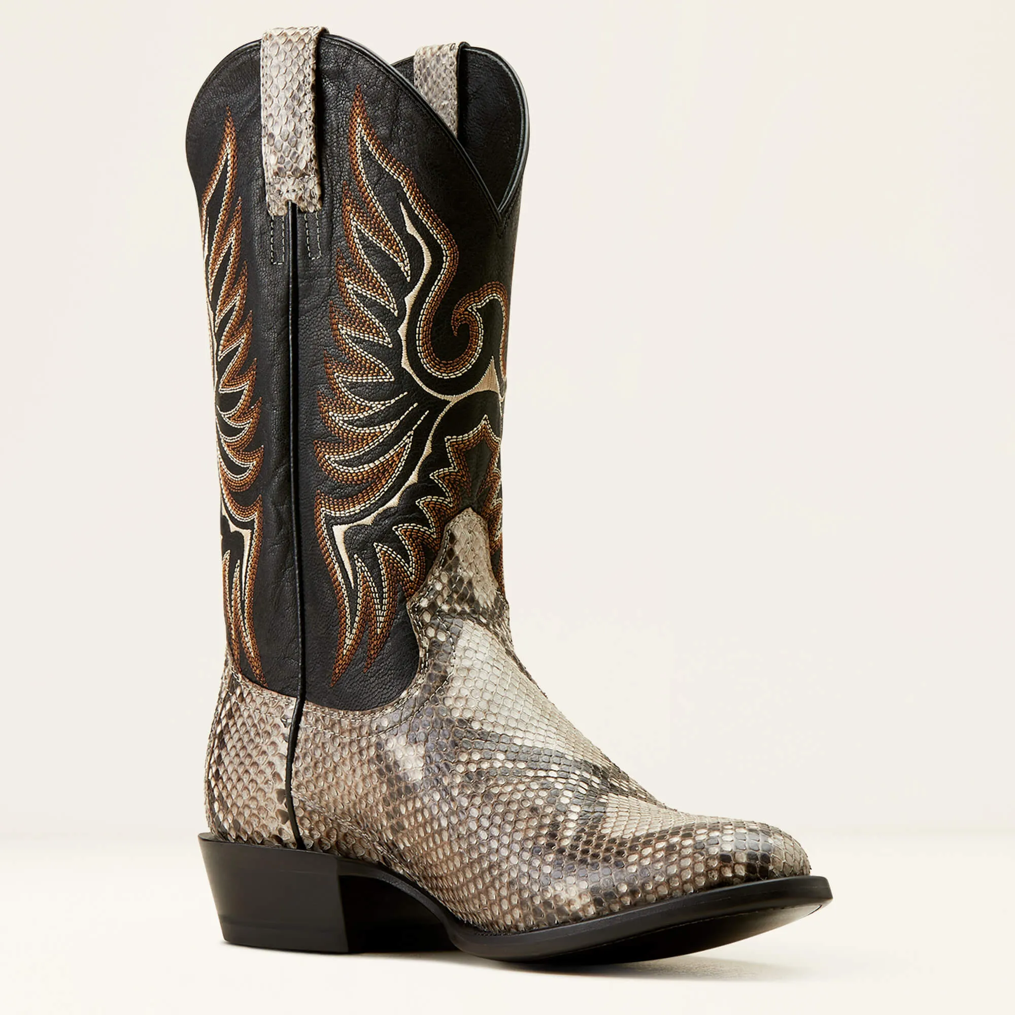 ARIAT MEN'S 10047082 Slick Cowboy Boots NATURAL PYTHON|LUXE BLACK