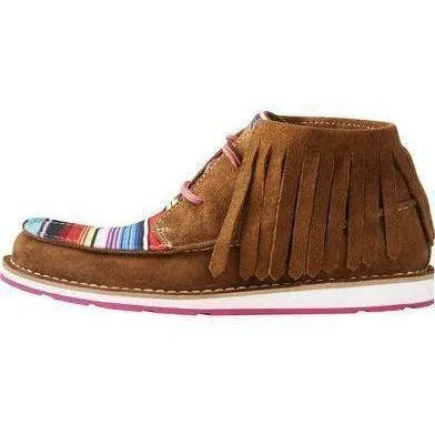 Ariat Women's Cruiser Dark Brown Suede Pink Serape Fringe