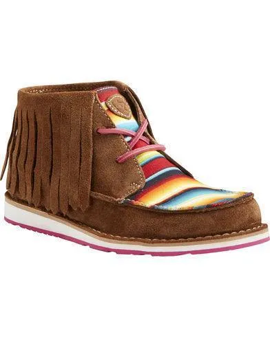 Ariat Women's Cruiser Dark Brown Suede Pink Serape Fringe