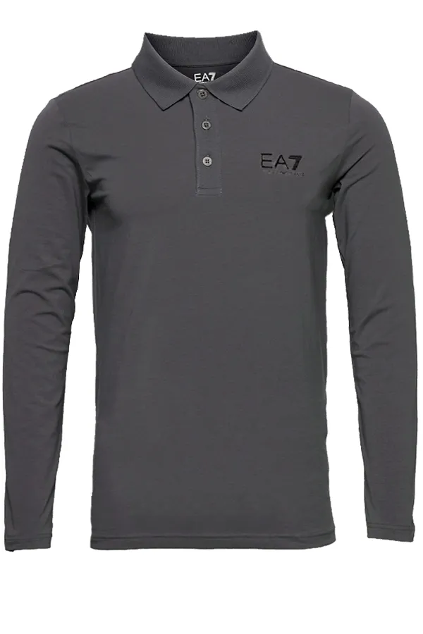 Armani EA7 Core Long Sleeve Polo Shirt Grey