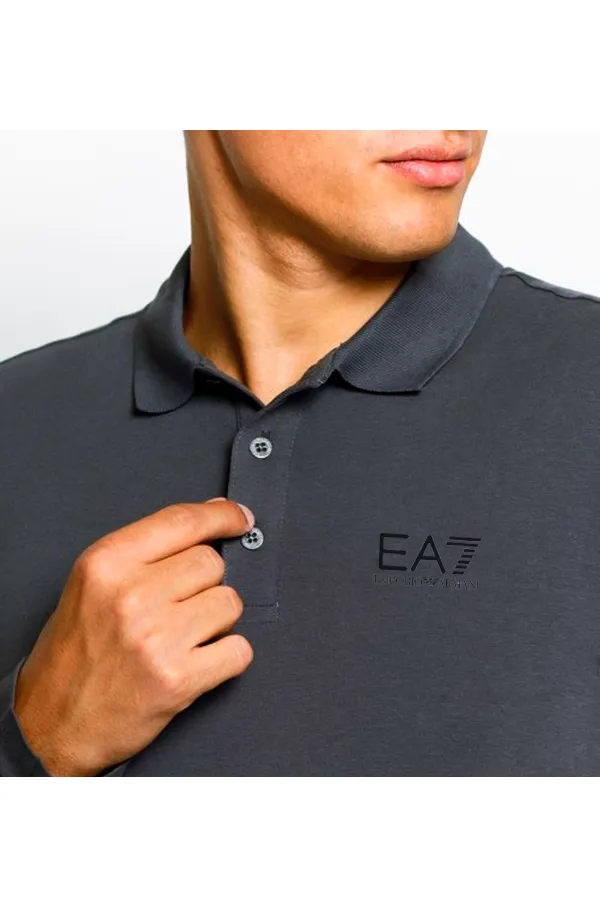 Armani EA7 Core Long Sleeve Polo Shirt Grey