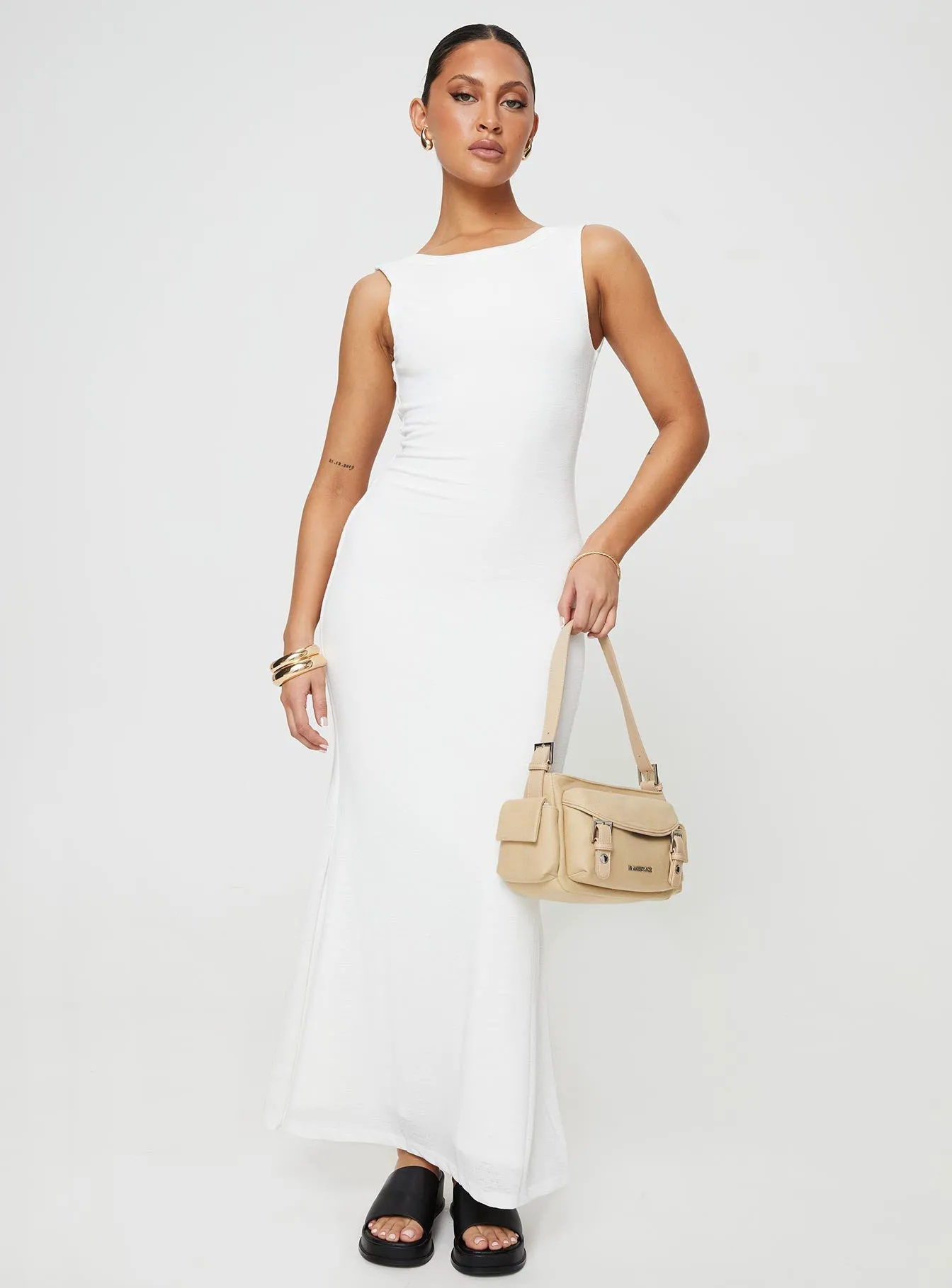 White Maxi Dress in Ash Color