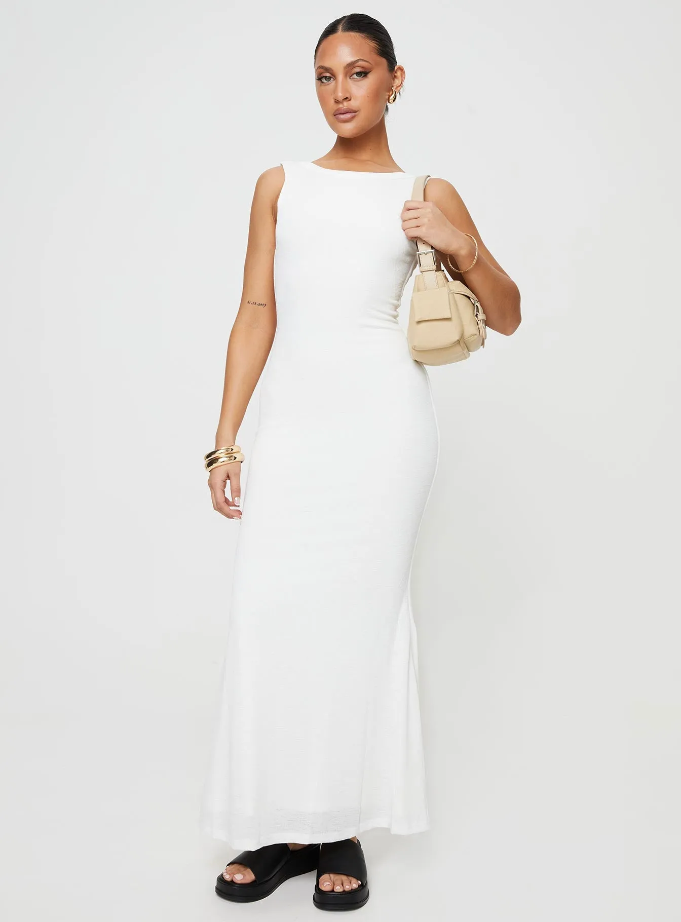 White Maxi Dress in Ash Color