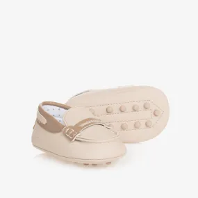 Beige Pre-Walker Moccasins for Baby Boys