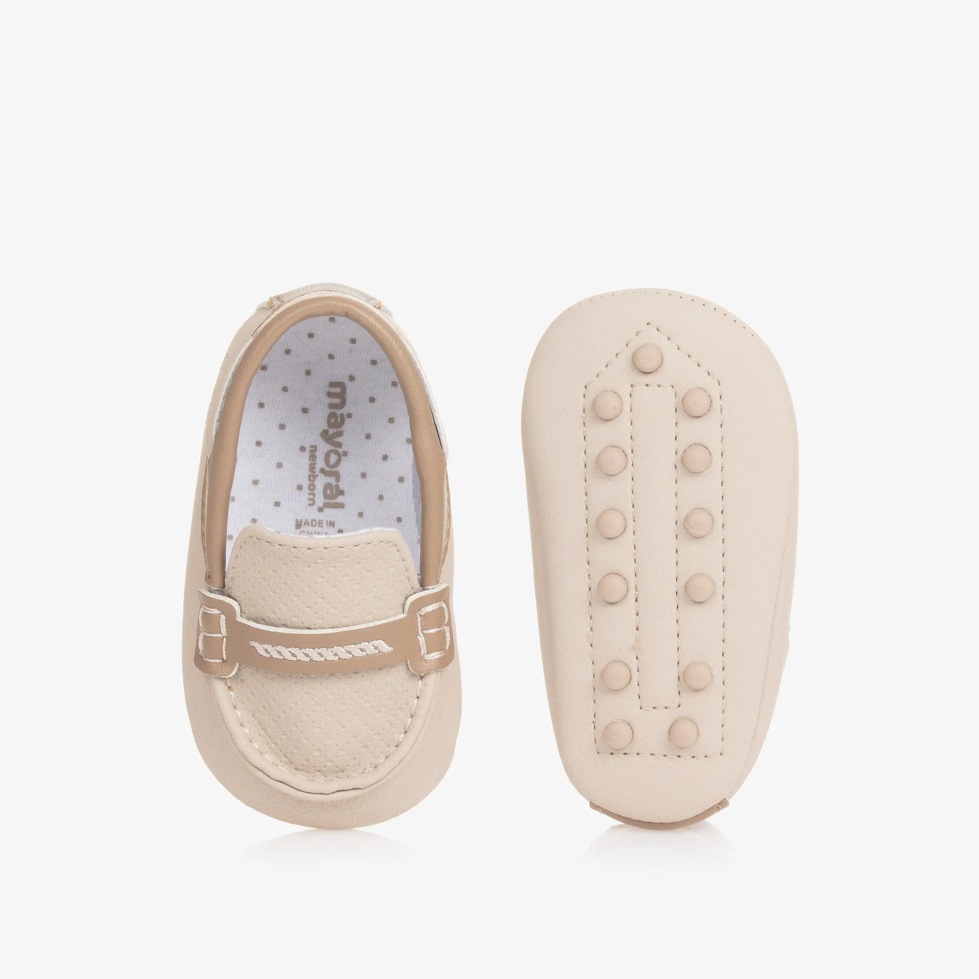 Beige Pre-Walker Moccasins for Baby Boys