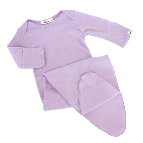 Baby Pointelle Knotted Gown Lilac Heather - Shop Now