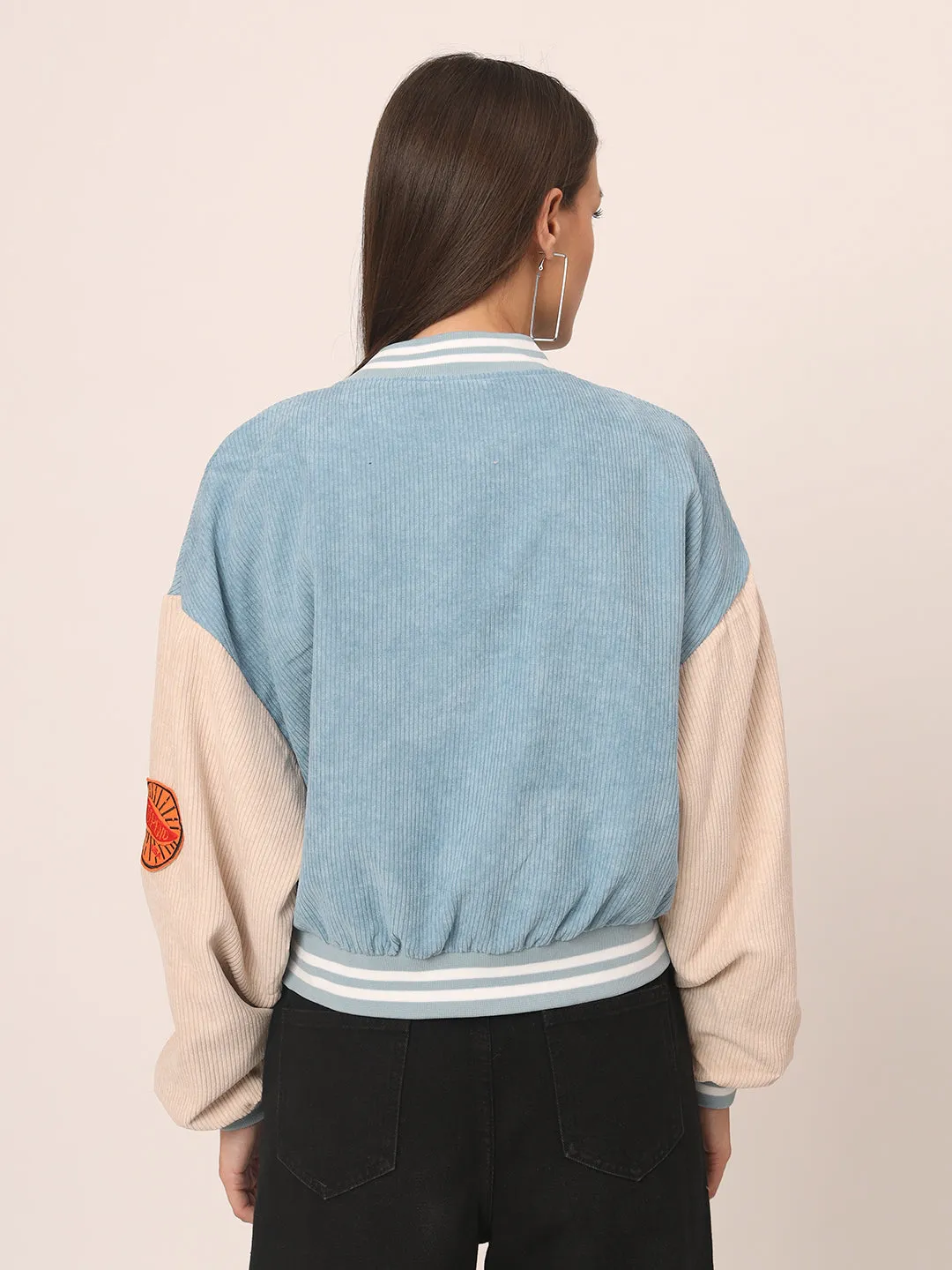 Baggy Varsity Jacket-Sky Blue