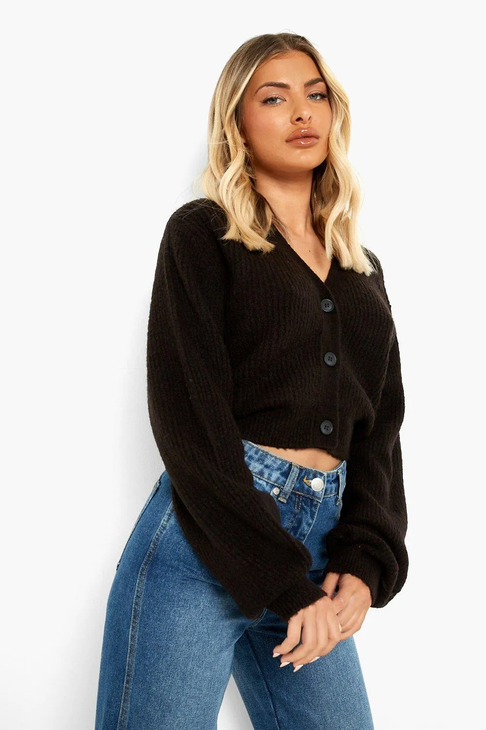 Balloon Sleeve Cropped Cardigan | Shop Jumpers & Cardigans | boohoo