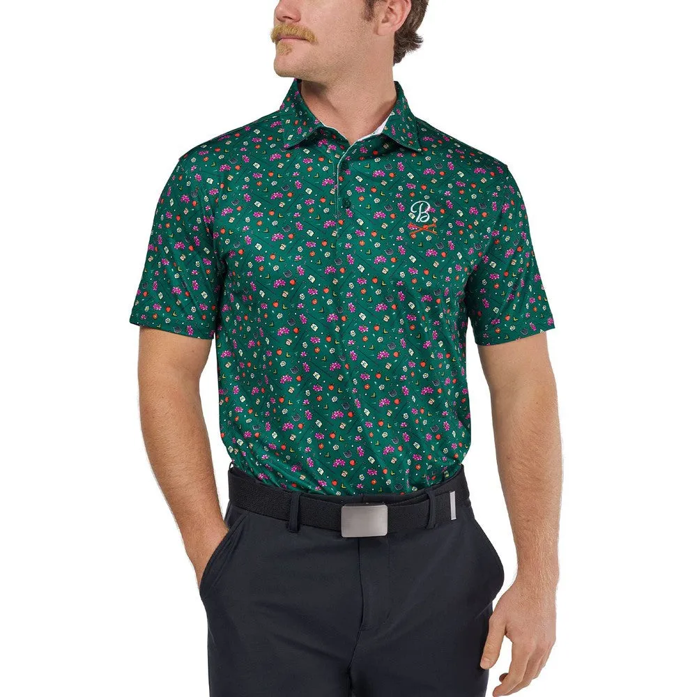 Barstool Golf Clubs & Flowers Printed Polo